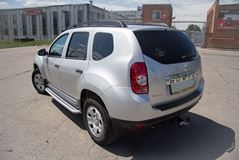 Накладка на задний бампер (чёрное тиснение) (ABS) RENAULT DUSTER 2012-
